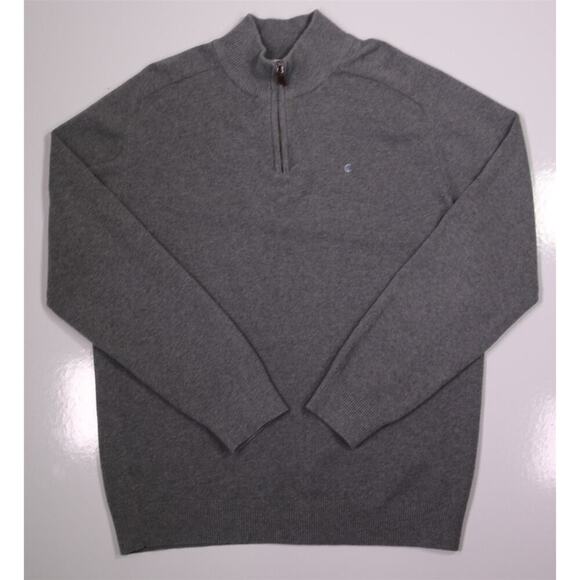 Criquet Gray Cotton Knit Quarter 1/4 Zip Pullover Men's Large - Picture 1 of 7